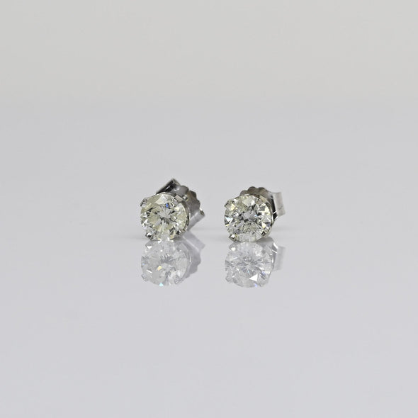 2/3cttw Natural Diamond Round Brilliant 14k White Gold Stud Earrings