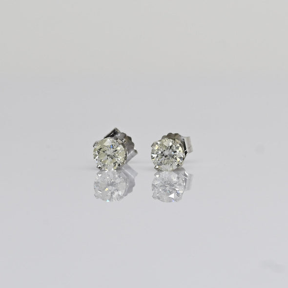 2/3cttw Natural Diamond Round Brilliant 14k White Gold Stud Earrings