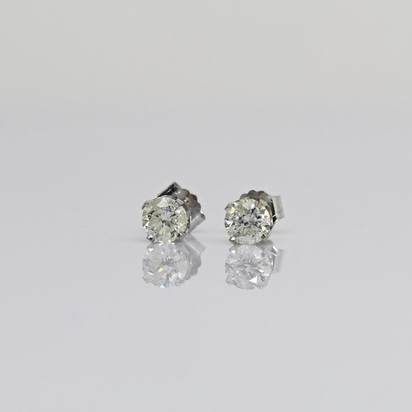2/3cttw Natural Diamond Round Brilliant 14k White Gold Stud Earrings