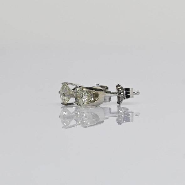 2/3cttw Natural Diamond Round Brilliant 14k White Gold Stud Earrings