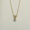0.12ct Round Diamond Solitaire Pendant 14k Yellow Gold Necklace