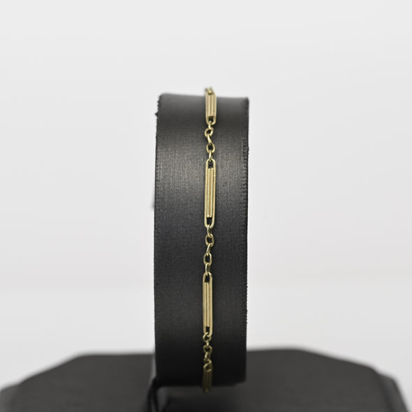 Bar & Link Design 14K Gold Bracelet