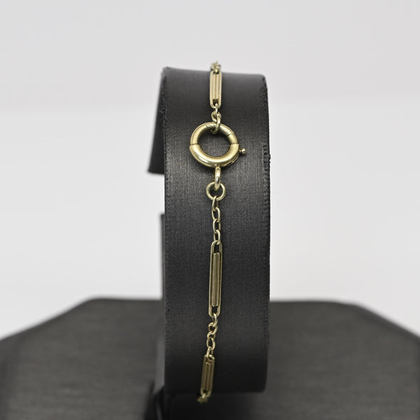 Bar & Link Design 14K Gold Bracelet