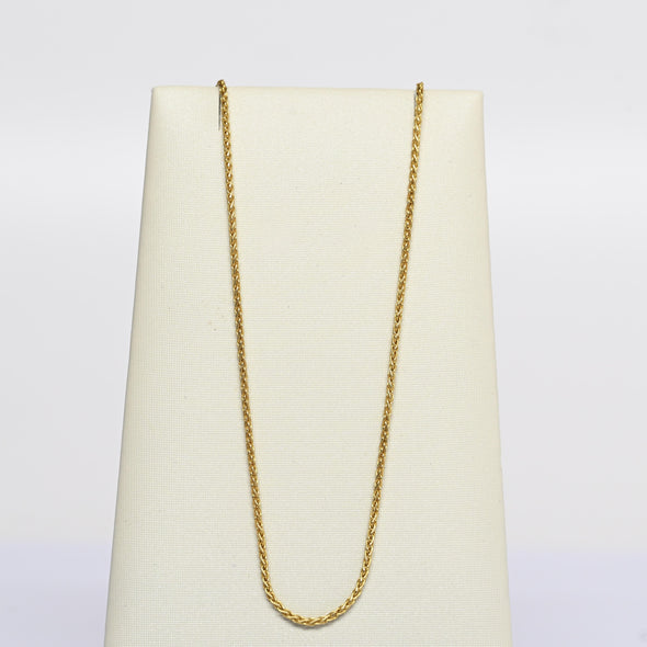 Vintage Wheat Chain 16" 1.15mm 14K Yellow Gold Necklace