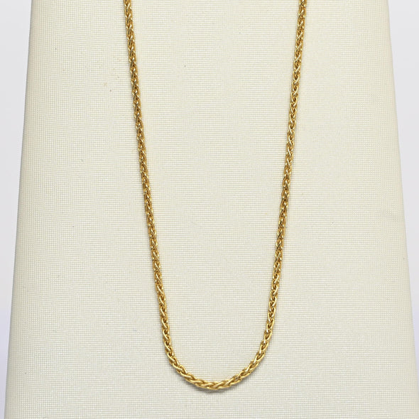 Vintage Wheat Chain 16" 1.15mm 14K Yellow Gold Necklace