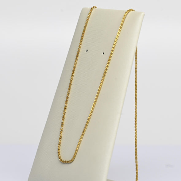 Vintage Wheat Chain 16" 1.15mm 14K Yellow Gold Necklace
