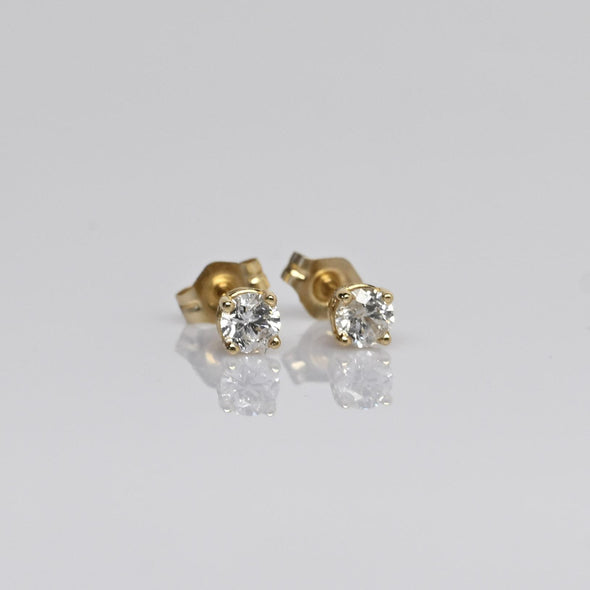 0.35cttw Natural Diamond Round Brilliant 14k Yellow Gold Stud Earrings