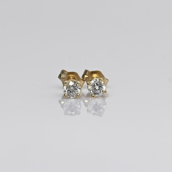 0.35cttw Natural Diamond Round Brilliant 14k Yellow Gold Stud Earrings