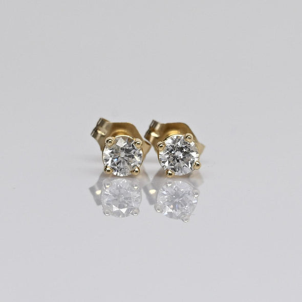 0.35cttw Natural Diamond Round Brilliant 14k Yellow Gold Stud Earrings
