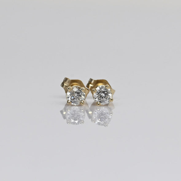 0.35cttw Natural Diamond Round Brilliant 14k Yellow Gold Stud Earrings
