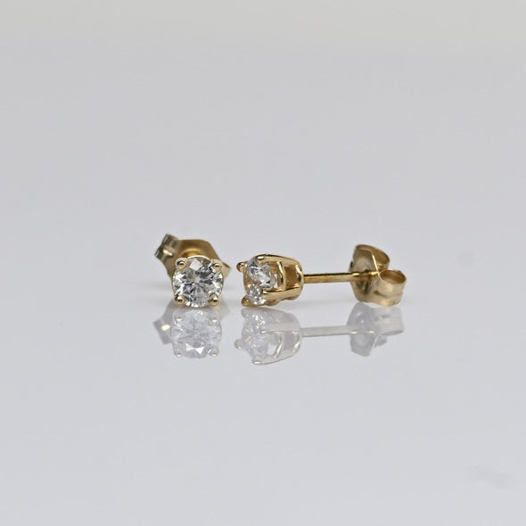 0.35cttw Natural Diamond Round Brilliant 14k Yellow Gold Stud Earrings