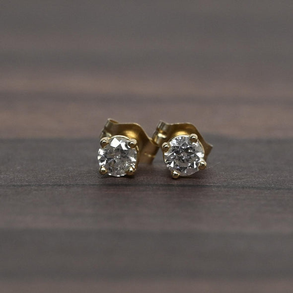 0.35cttw Natural Diamond Round Brilliant 14k Yellow Gold Stud Earrings