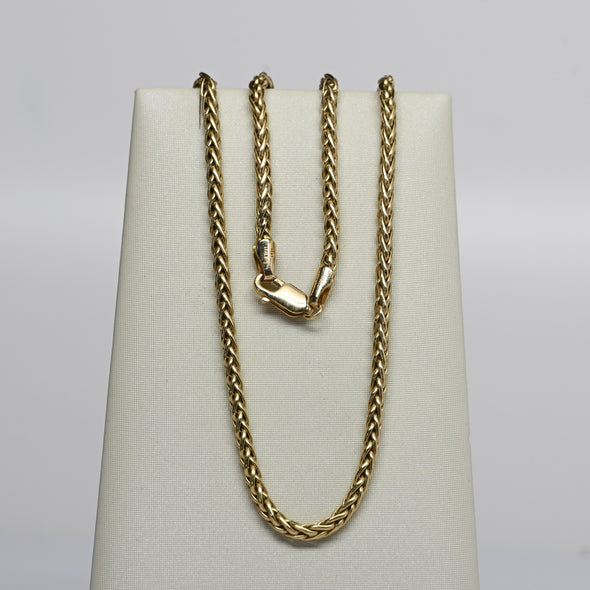 Vintage Wheat Chain 18" 2.5mm 14K Yellow Gold Necklace