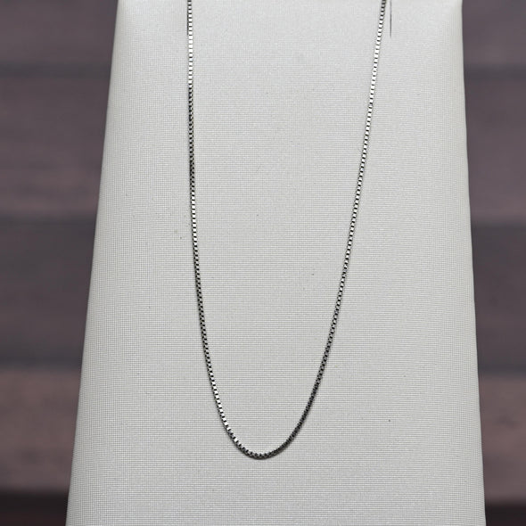 Vintage Box Chain 18" 0.65mm 14K White Gold Necklace