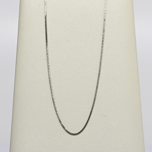 Vintage Box Chain 18" 0.65mm 14K White Gold Necklace