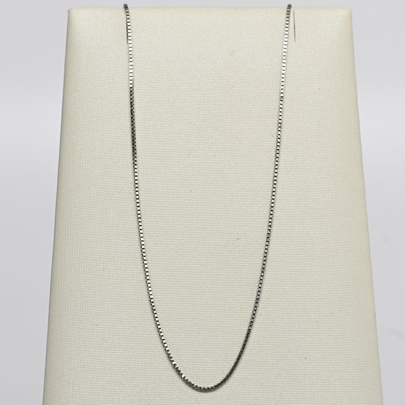 Vintage Box Chain 18" 0.65mm 14K White Gold Necklace