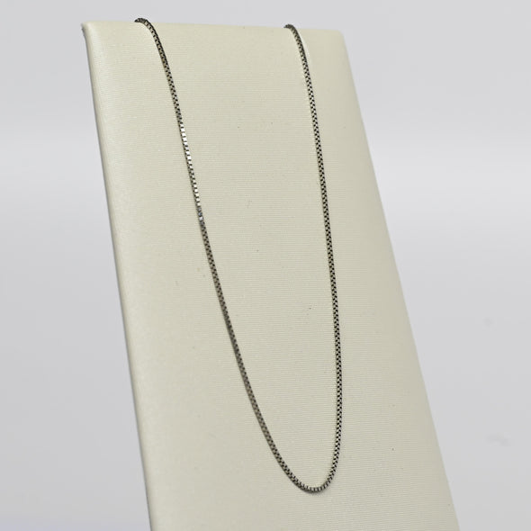 Vintage Box Chain 18" 0.65mm 14K White Gold Necklace
