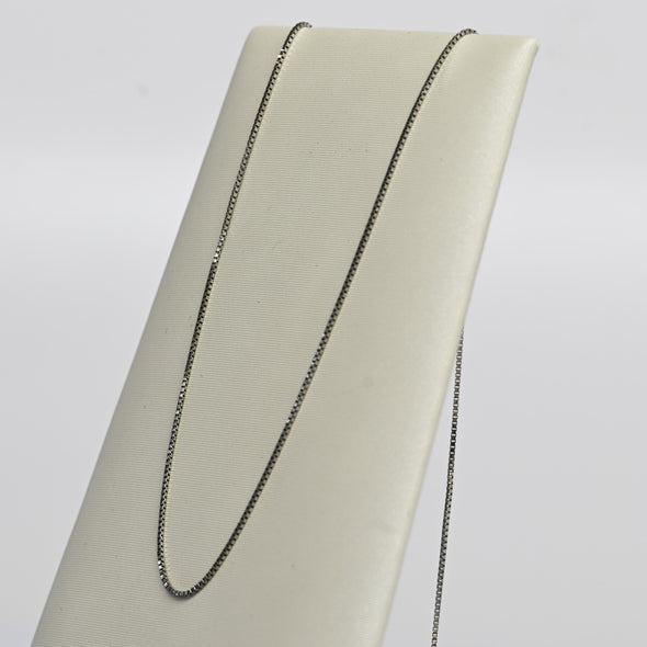 Vintage Box Chain 18" 0.65mm 14K White Gold Necklace