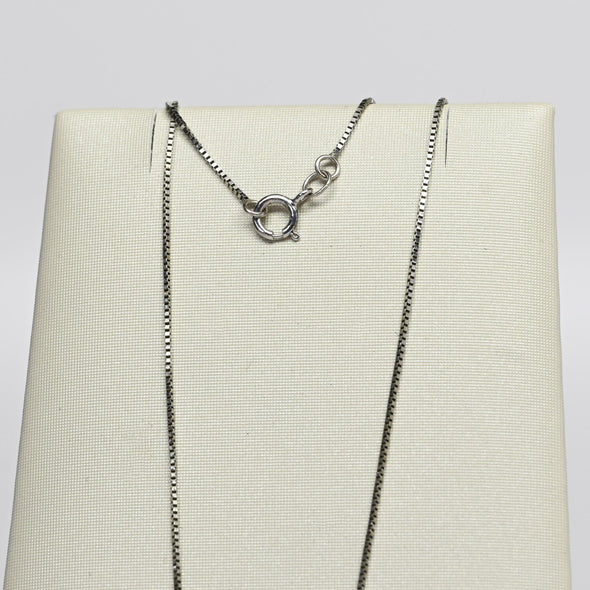 Vintage Box Chain 18" 0.65mm 14K White Gold Necklace