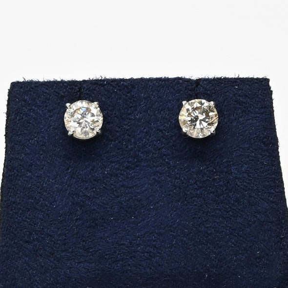 2.0cttw Natural Diamond M-N SI1 I1 Round Brilliant 14k White Gold Stud Earrings