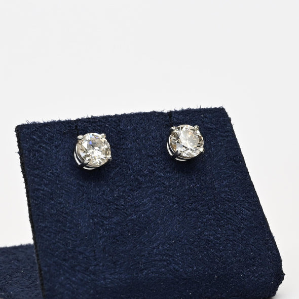 2.0cttw Natural Diamond M-N SI1 I1 Round Brilliant 14k White Gold Stud Earrings