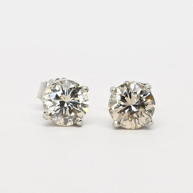 2.0cttw Natural Diamond M-N SI1 I1 Round Brilliant 14k White Gold Stud Earrings
