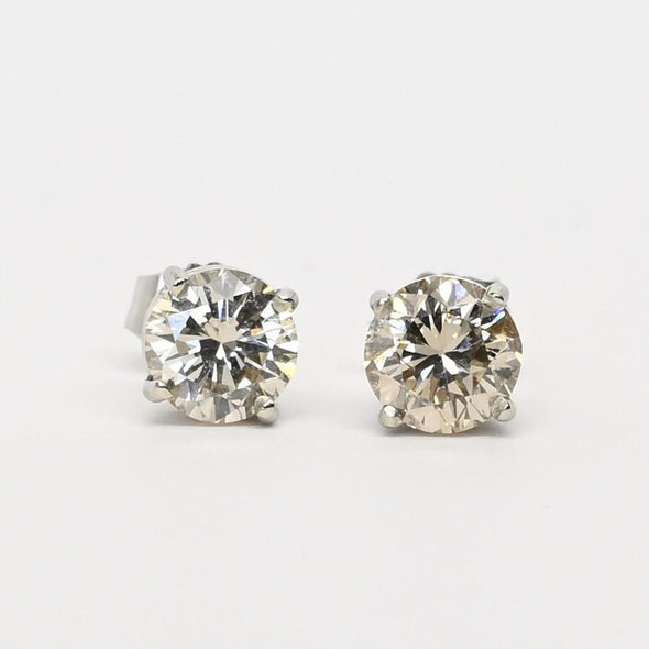 2.0cttw Natural Diamond M-N SI1 I1 Round Brilliant 14k White Gold Stud Earrings