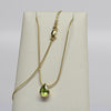 Peridot Pear Bezel Set Gold Pendant Snake Chain Necklace