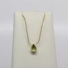 Peridot Pear Bezel Set Gold Pendant Snake Chain Necklace