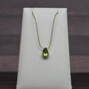 Peridot Pear Bezel Set Gold Pendant Snake Chain Necklace