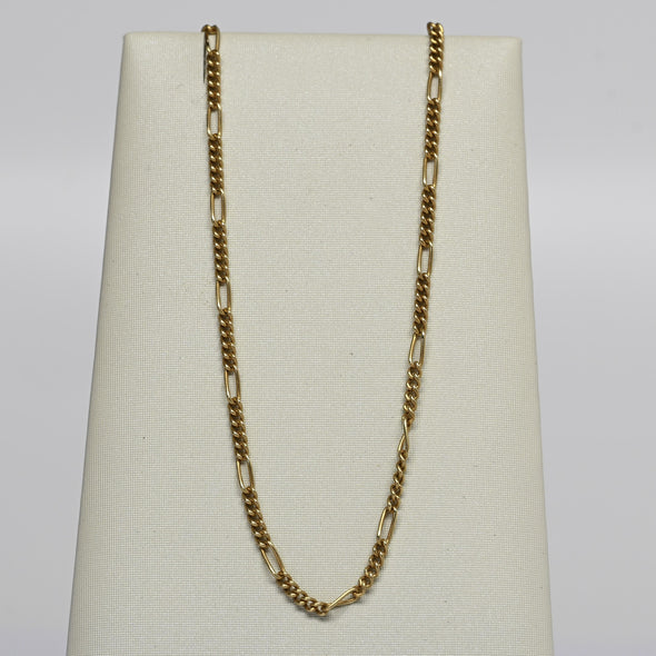 Vintage Figaro Chain 18" 1.75mm 14K Yellow Gold Necklace