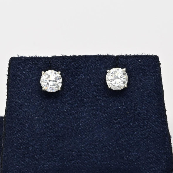 2.05cttw Natural Diamond H-I VS Round Brilliant 14k White Gold Stud Earrings