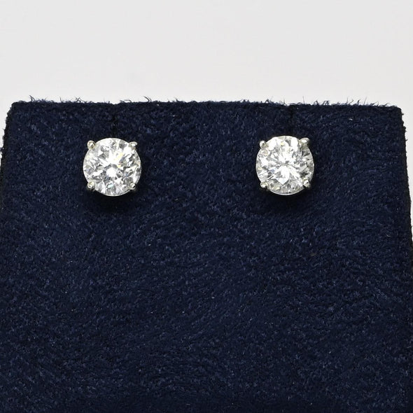 2.05cttw Natural Diamond H-I VS Round Brilliant 14k White Gold Stud Earrings