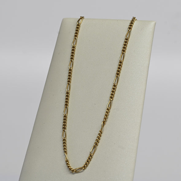 Vintage Figaro Chain 18" 1.75mm 14K Yellow Gold Necklace