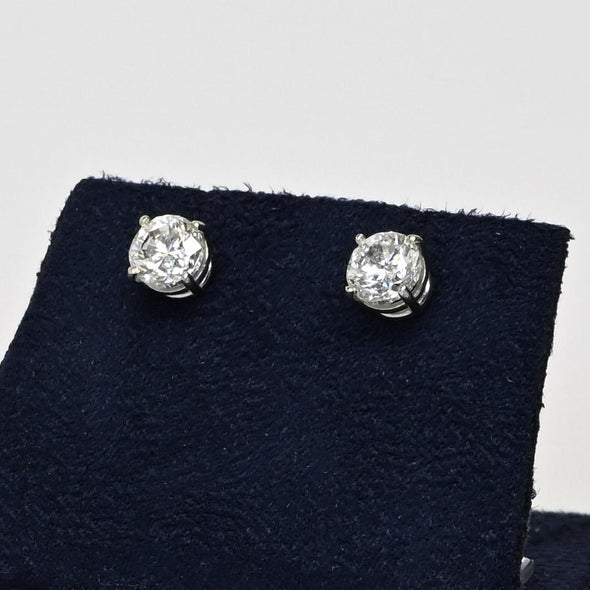2.05cttw Natural Diamond H-I VS Round Brilliant 14k White Gold Stud Earrings