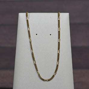 Vintage Figaro Chain 18" 1.75mm 14K Yellow Gold Necklace