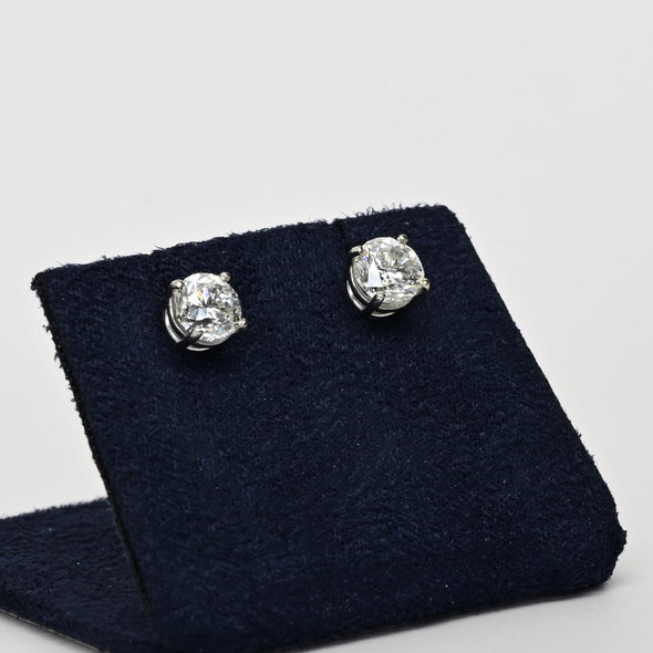 2.05cttw Natural Diamond H-I VS Round Brilliant 14k White Gold Stud Earrings
