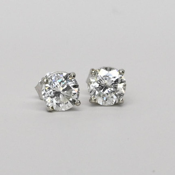 2.05cttw Natural Diamond H-I VS Round Brilliant 14k White Gold Stud Earrings