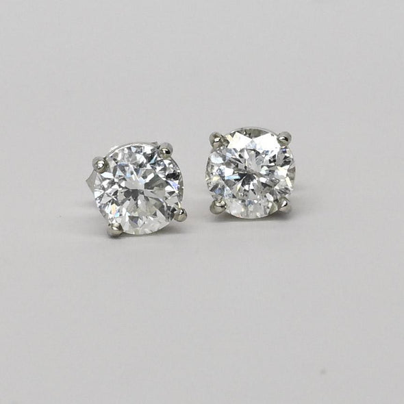 2.05cttw Natural Diamond H-I VS Round Brilliant 14k White Gold Stud Earrings