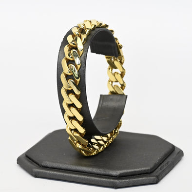 11mm Cuban Link Hollow Monico Classic 14k Yellow Gold Bracelet