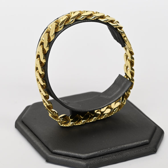 11mm Cuban Link Hollow Monico Classic 14k Yellow Gold Bracelet