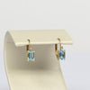 Vintage Blue Topaz Emerald Cut Gemstone 14k Yellow Gold Lever Back Earrings