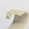 Vintage Blue Topaz Emerald Cut Gemstone 14k Yellow Gold Lever Back Earrings