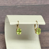Vintage Peridot Oval Gemstone 14k Yellow Gold Lever Back Earrings