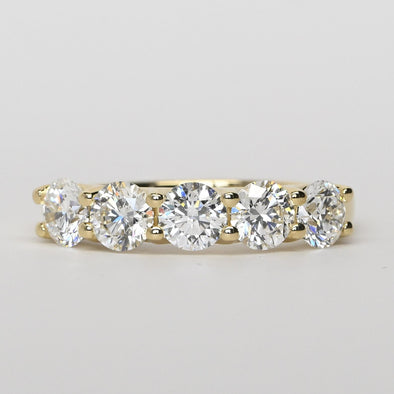 New 2.05ctw Round Diamond 5 Stone EF VS Lab Grown 14k Yellow Gold Ring w IGI
