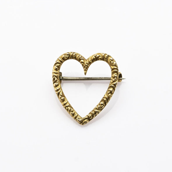 Victorian 14K Gold Heart Brooch