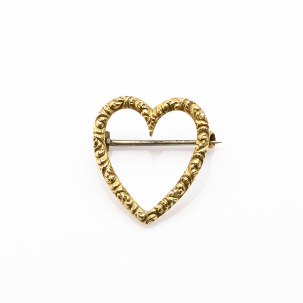 Victorian 14K Gold Heart Brooch