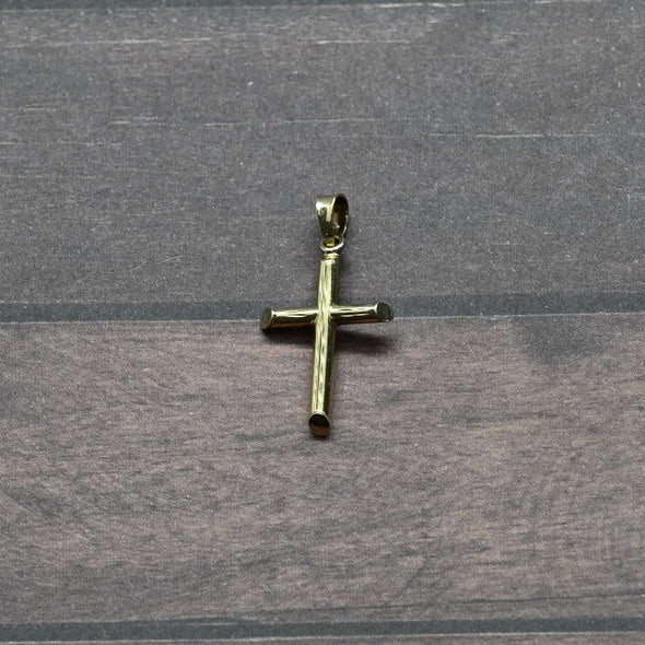 Cross Pendant Textured 14k Yellow Gold