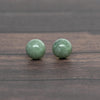 Vintage Green Jade 8mm Ball 14k Gold Stud Earrings