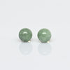 Vintage Green Jade 8mm Ball 14k Gold Stud Earrings
